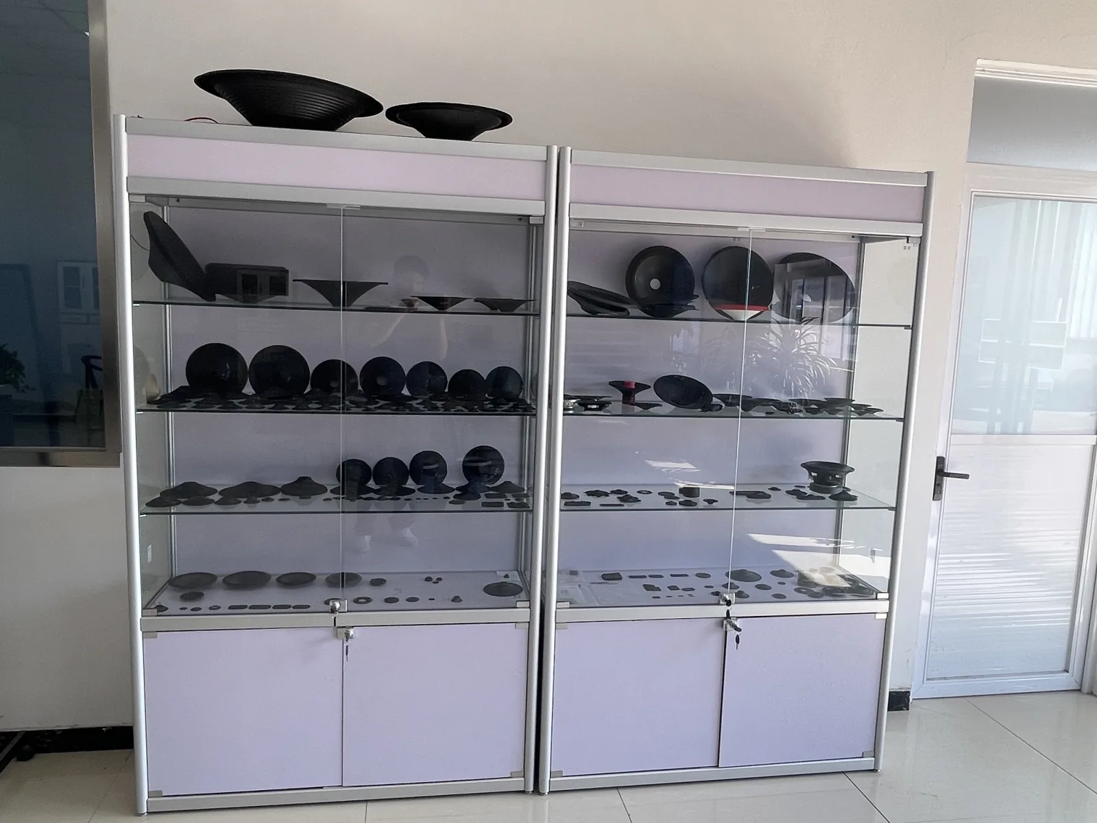 Display cabinets of speaker surrounds and molded components
